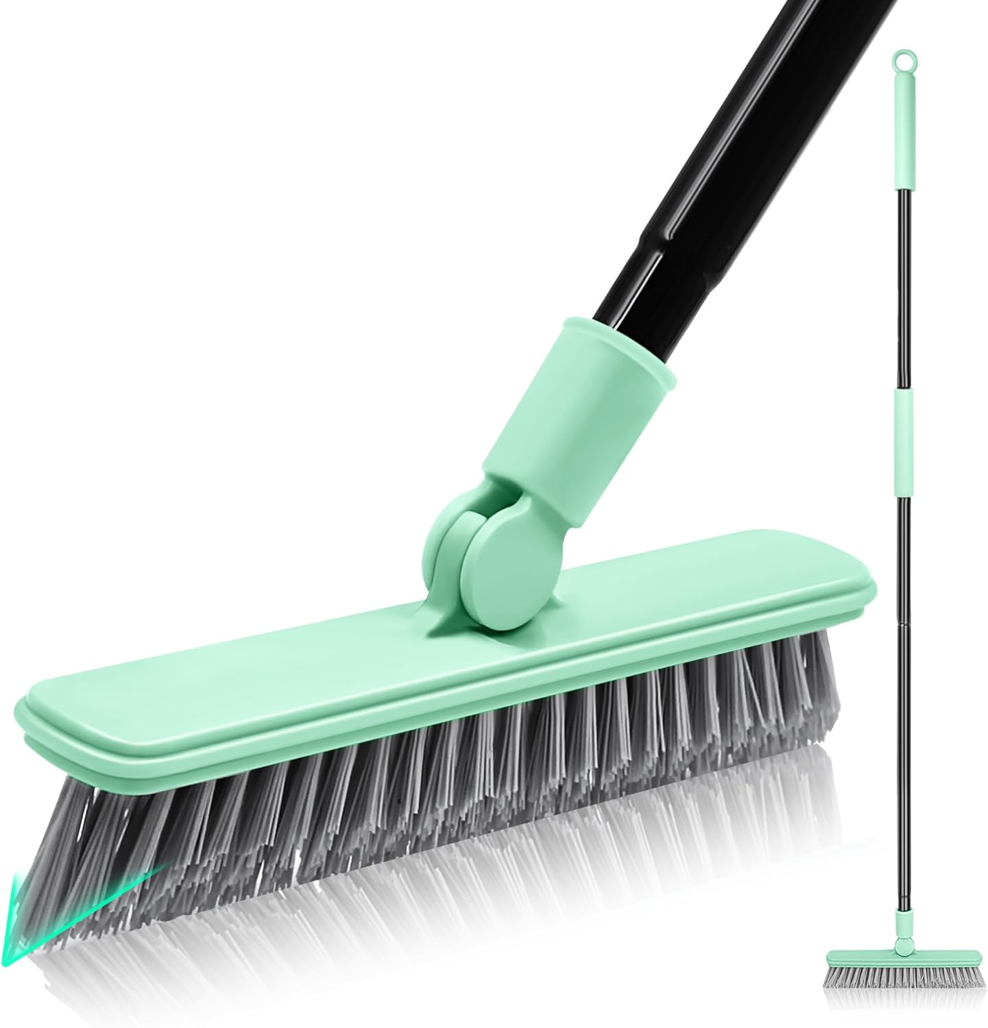 Grout Brush for Tile Floors, Swivel Shower Broom Scrubber with 50 Inches Long Handle for Cleaning Bathroom Gaps Baseboard Corner Nooks Crannies image number 3