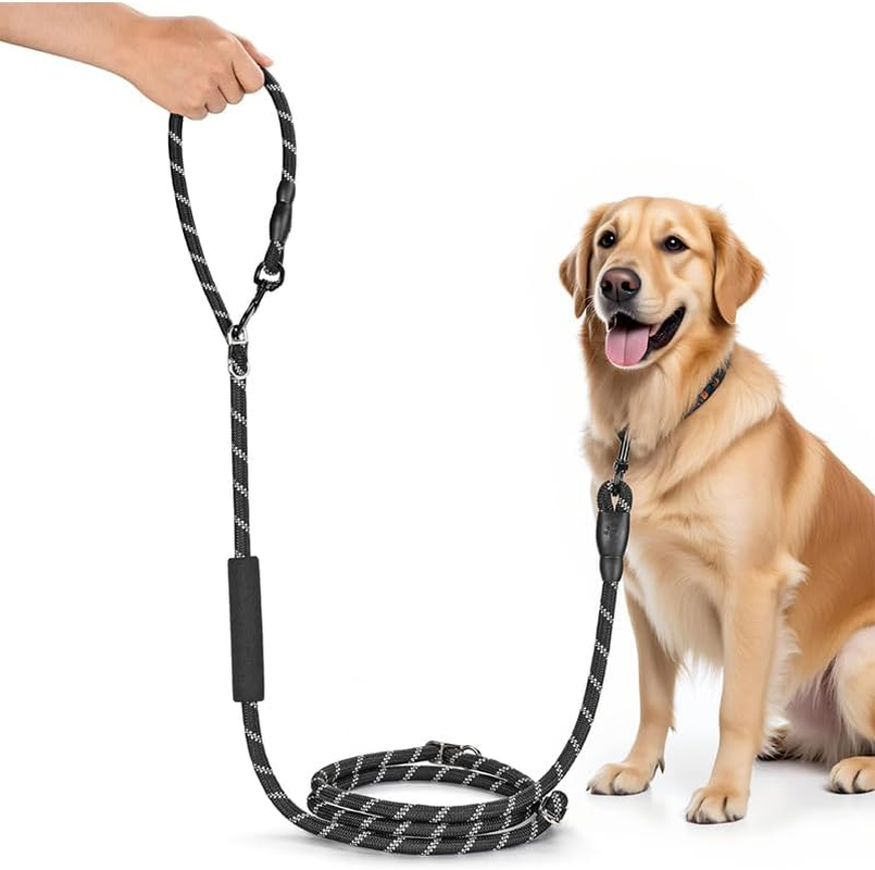 Double Dog Lead for Large Dogs, Nylon, round and Bite-Proof with 2 Carabiners, 3.4 M (Length) X 14 Mm, Black image number 4