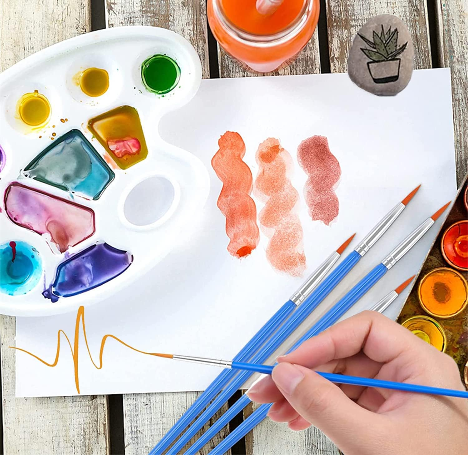 60 Pcs round Paint Brushes,Small Paint Brush for Kids/Students/Starter/Teens/Children ，Detail Paint Brush Set for Art Class Painting/Painting Party/Acrylic Oil Watercolor image number 5