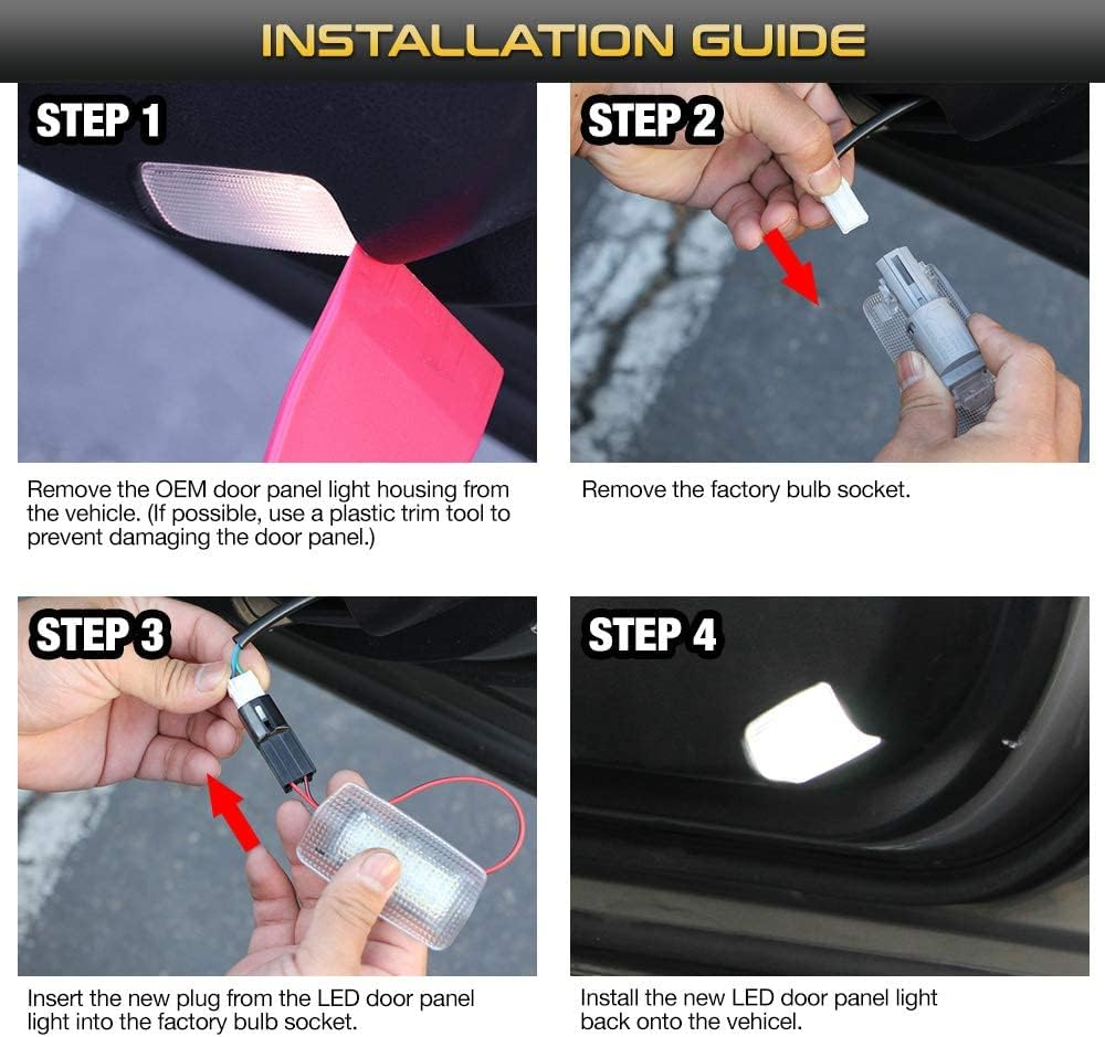 Full LED Side Door Panel Courtesy Warning Light Lamp Assembly Replacement for Toyota 4Runner Avalon Camry Prius Sienna Tundra Lexus ES GS GX IS RC LX - 6000K Diamond (Red+White) - Blue,Red image number 3