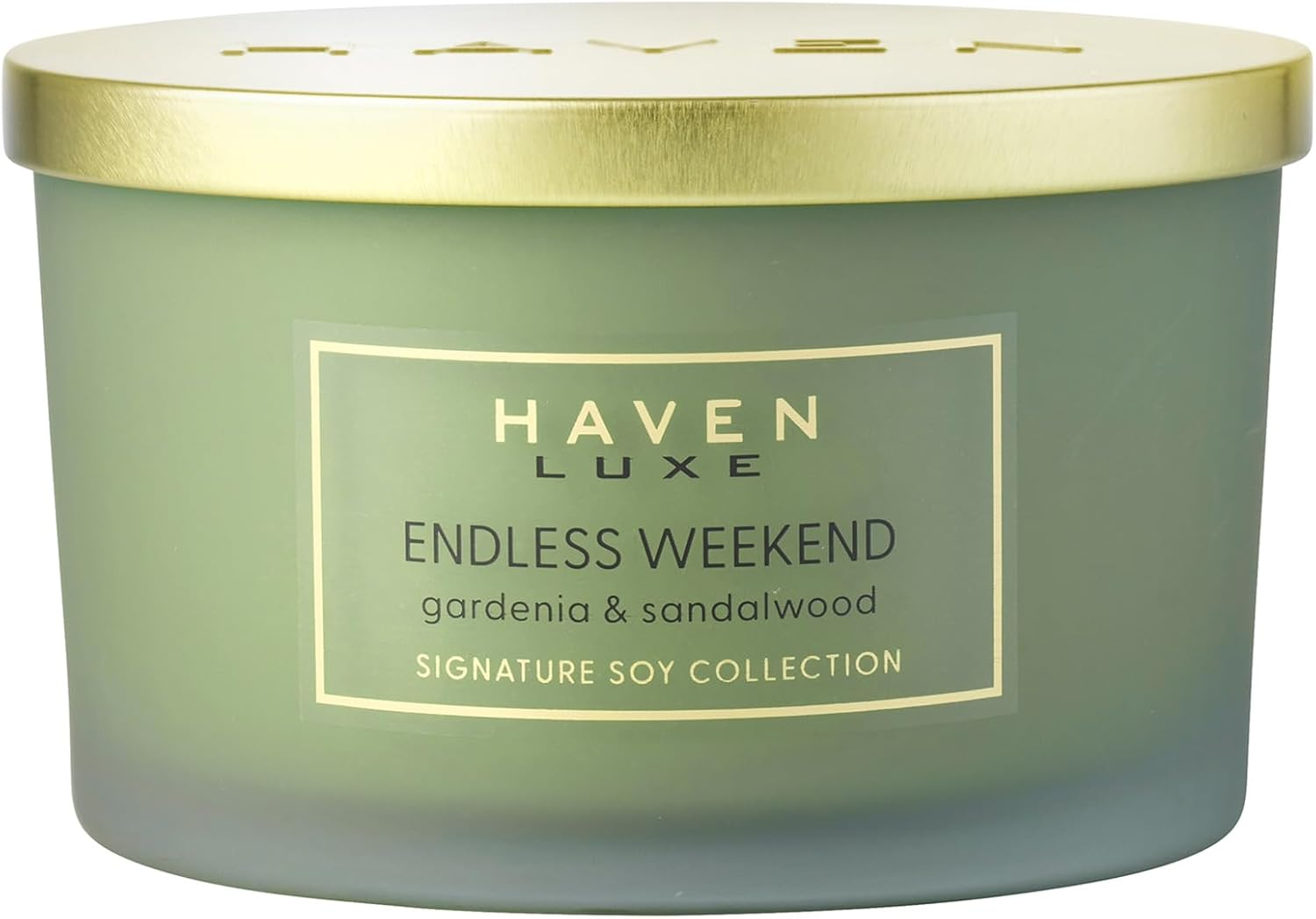 Haven Gardenia & Sandalwood Scented Candle in Frosted Glass Jar with Gold Lid &ndash; Smooth-Burning Soy Wax Blend and Long-Lasting Aromatherapy Candle with Floral Scent for Home Decor &ndash; Ideal Gift Option image number 4