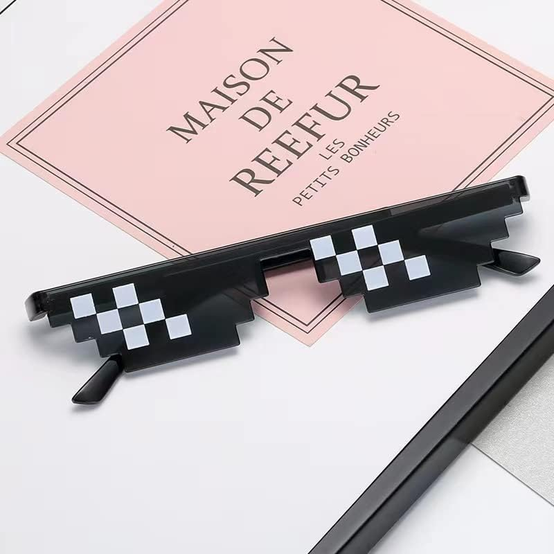 Thug Life Glasses, Pixel Funny Sunglasses for Party, Deal with It Fun Cool Glasses Bachelor Party Decor, Mosaic Gamer MLG Photo Props Glasses for Adults Teens