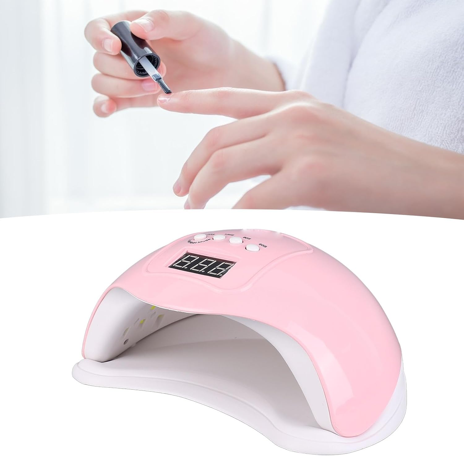 LED Gel Nail Light 48W Pink Portable Digital Nail Dryer Rapid Dry Power for Nail Art PP image number 3