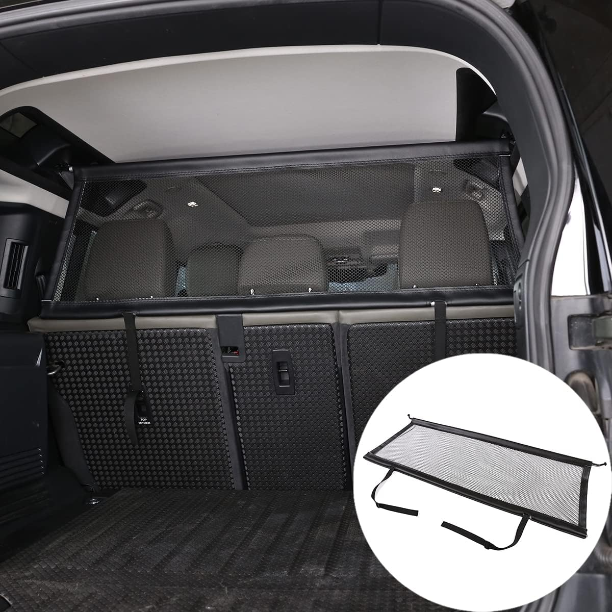 Pet Restraint Net Dog Fence Car Backseat Divider Vehicle Gate Cargo Area Travel Trunk Mesh Net Screen for Land Rover Defender 110 2020 2021 (Style C) image number 6