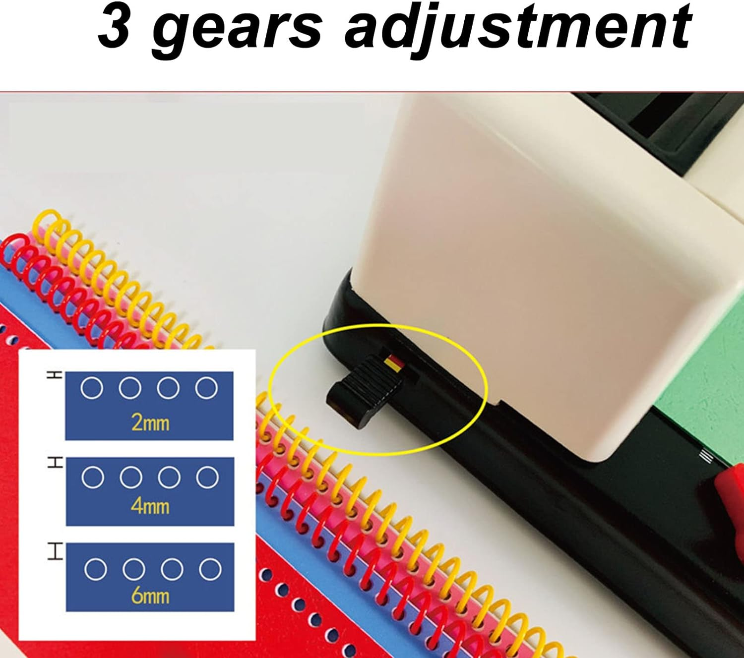 Coil Spiral Binding Machine, Humanized Handle, 12 Sheet Punch Capacity, Adjustable Margin A4 A5 Letter Size Suitable for Letter Size, A4, A5