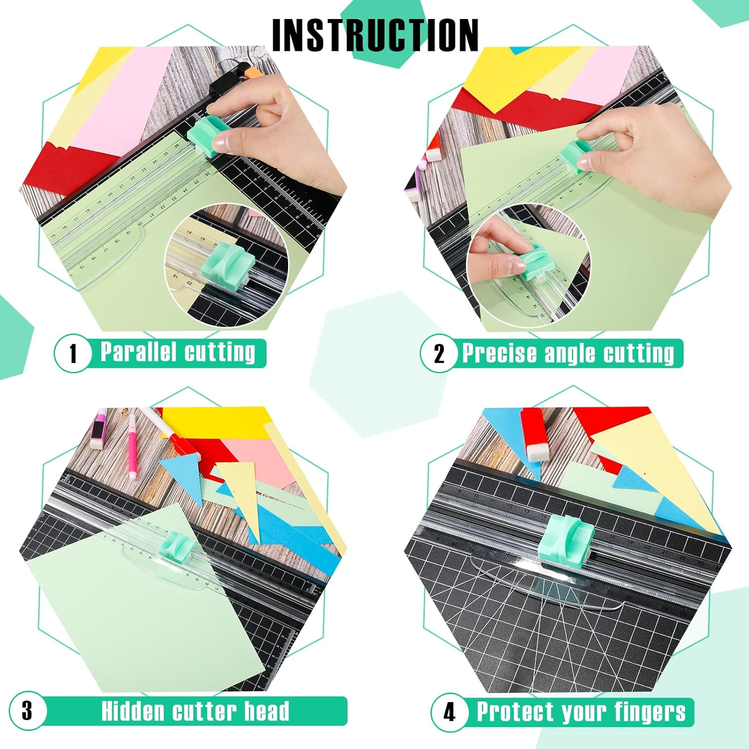 Mudder 10 Pieces Paper Cutter Replacement Blade Cutting Replacement Blades Refill for A4 Black and White Paper Trimmer(Mint Green) - Mint Green image number 2