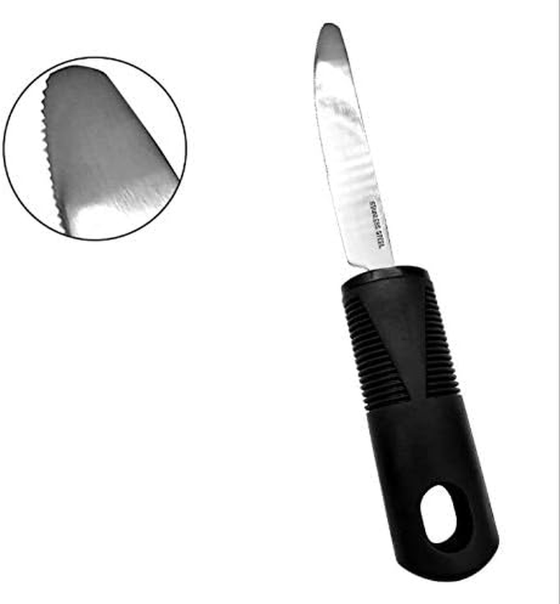 Extra Wide Handles Easy Grip Cutlery Set, Chunky Handles, Corfort Grips Disability Ideal Dining Aid for Elderly Disabled Arthritis Parkinson'S Disease Tremors Sufferers (4PCS Black) image number 6