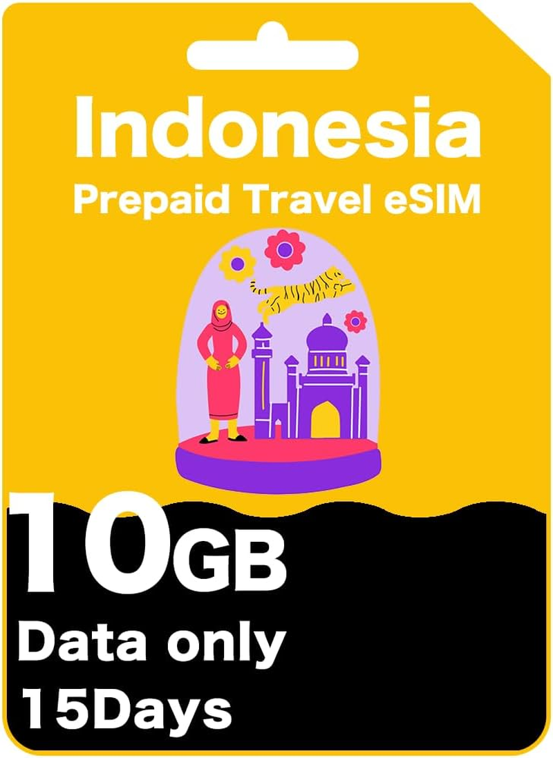 Indonesia Prepaid Travel Esim - High-Speed Data for 30 Days, Data-Only (10GB (30 Days))