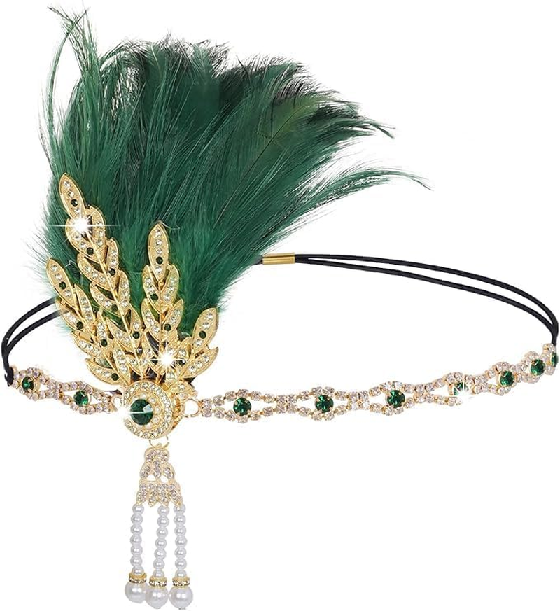 1920S Feather Headband Roaring 20S Gatsby Flapper Headpiece Decor Sequins Hair Accessories for Women