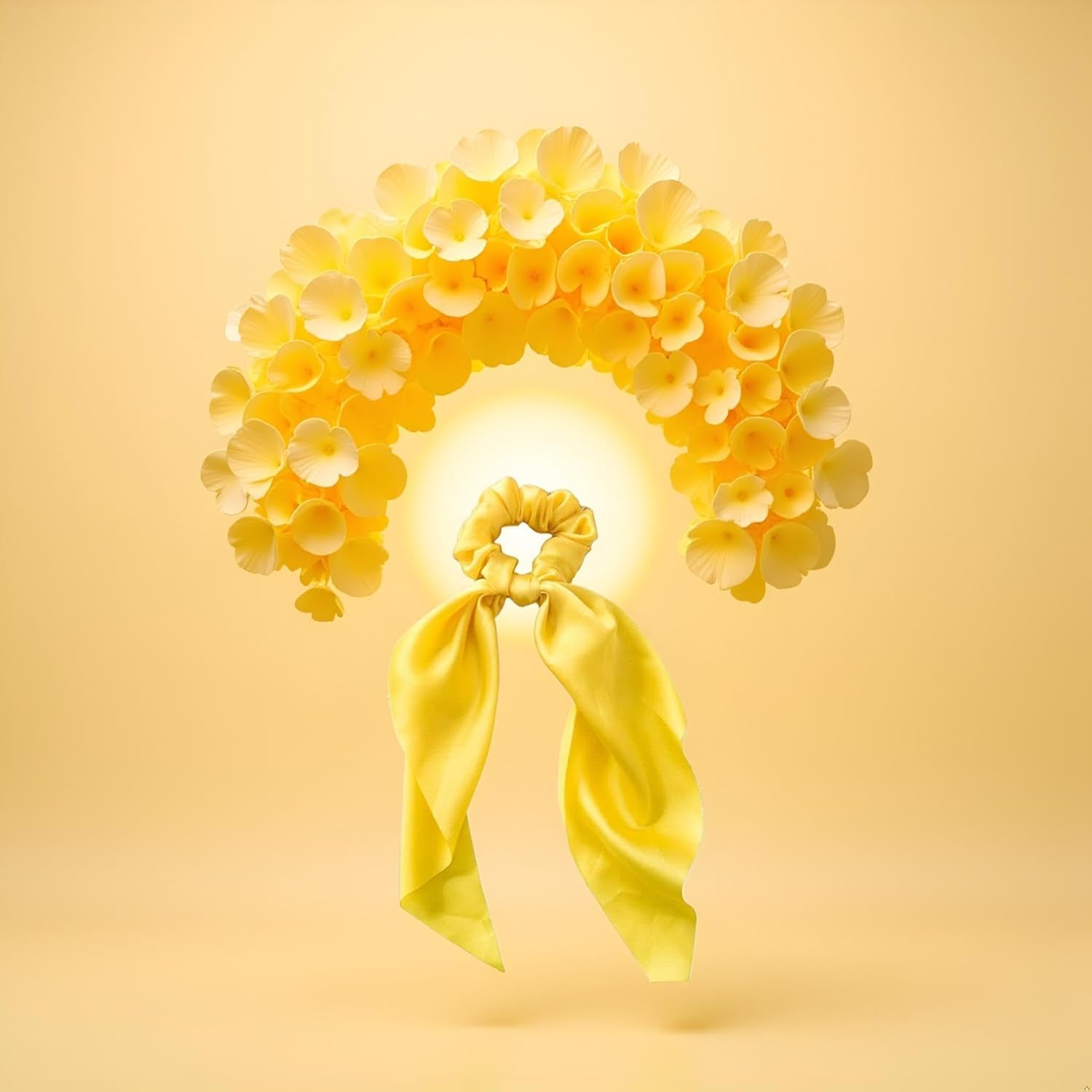 Yellow Women Girl Bow Satin Ribbon Ponytail Scarf Hair Tie Rope Scrunchies Elastic Band Hair Scrunchies Bands Elastics and Ties Beauty and Personal Care Hair Care, Hair Accessories image number 6