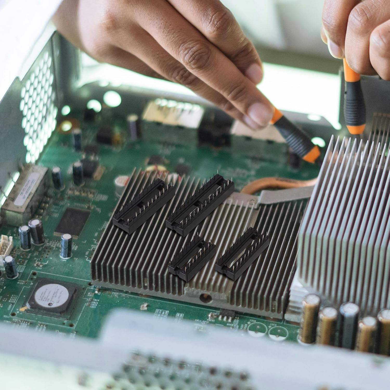 Baluue Set Microcontroller Base Ic Connector Holder Dip 6 8 14 16 18 20 28 Pin DIY Chip Holder Chip Socket Outlet Receptacle Sockets Wire Double Row Pin image number 4