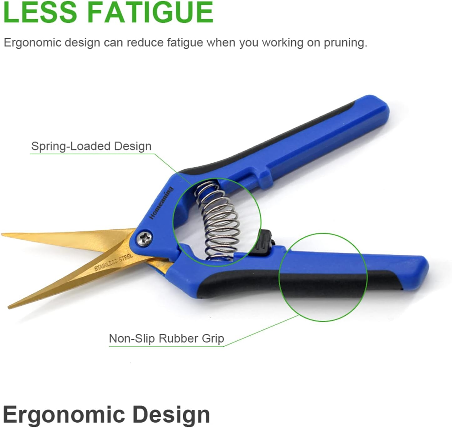 HOMEANING 1-Pack Garden Pruning Shears with Curved Blades Trimming Scissors, Gardening Hand Pruning Snips Titanium Coated Precision Bonsai Pruning Shears, Convenient and Efficient Flower Cutters(Blue) image number 2