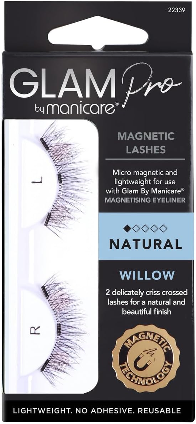 GLAM PRO by Manicare Magnetic False Eyelashes, Natural Style Willow, Black image number 1