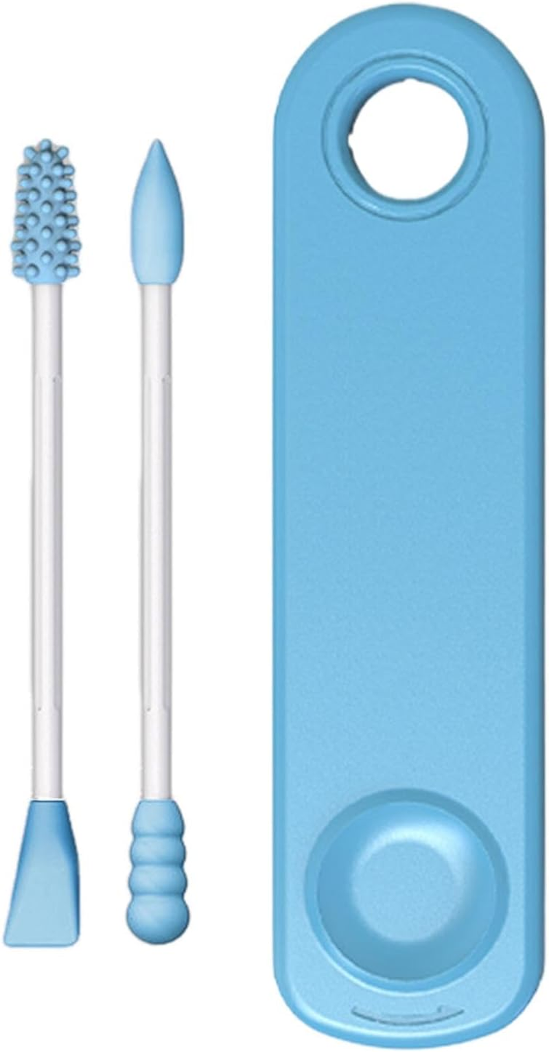 Reusable Ear Swabs - Eco-Friendly Swab, Sustainable Ear Cleaning Buds, Washable Portable Silicone Swab, Sustainable Ear Cleaning Swabs with Travel Case Holder for Makeup Ear Cleaning Beauty image number 2