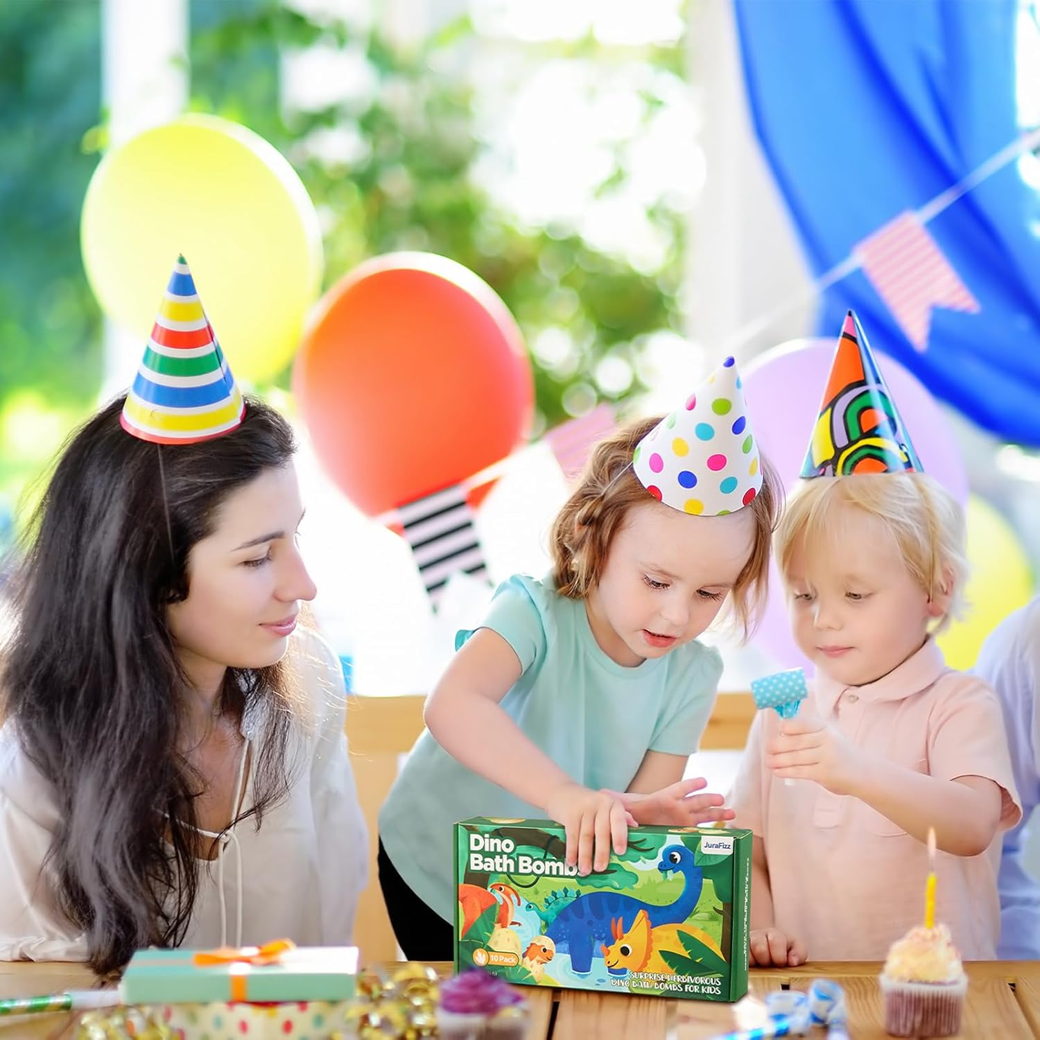 Dinosaur Bath Bombs for Kids with Surprise Inside, 10 Pack Natural Dino Egg Bath Bombs with Exclusive Herbivorous Dinosaur Toys, Fun Bath Gifts for Boys, Girls image number 3