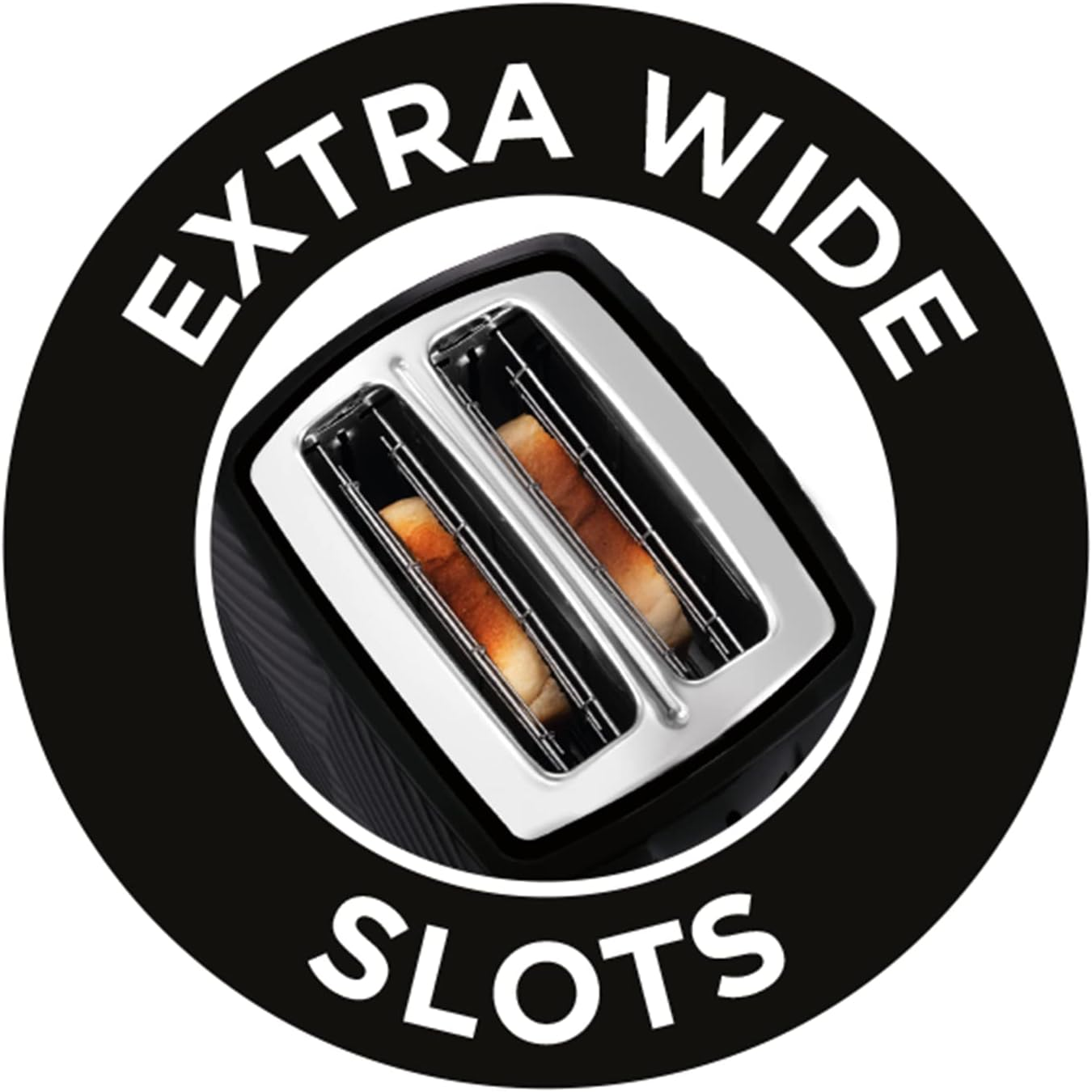 Russell Hobbs Groove 2 Slice Toaster (High Lift, Extra Wide Slots, 6 Browning Levels, Frozen/Cancel/Reheat Function - Illuminated Buttons, Removable Crumb Tray, 850W, Black, Brushed Gold Accents)26390 image number 2