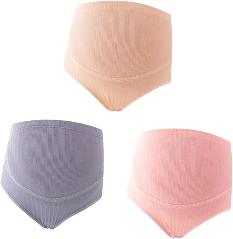 3Pcs Cotton High Waist Maternity Panties with Adjustable Stomach Lift Soft Breathable Nursing Underwear for Pregnant Women Random Color Random Color image number 2