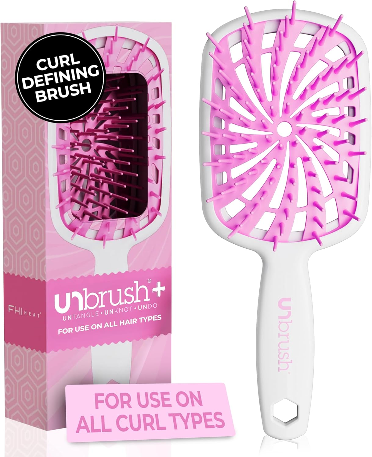 FHI Heat New Unbrush!! Unbrush plus Detangler Brush for Gentle and Effective Detangling on Wet or Dry Fragile Hair Types &mdash; 84 Ultraflex Bristles, Ultra-Light, Anti-Static, Vented Hair Brush