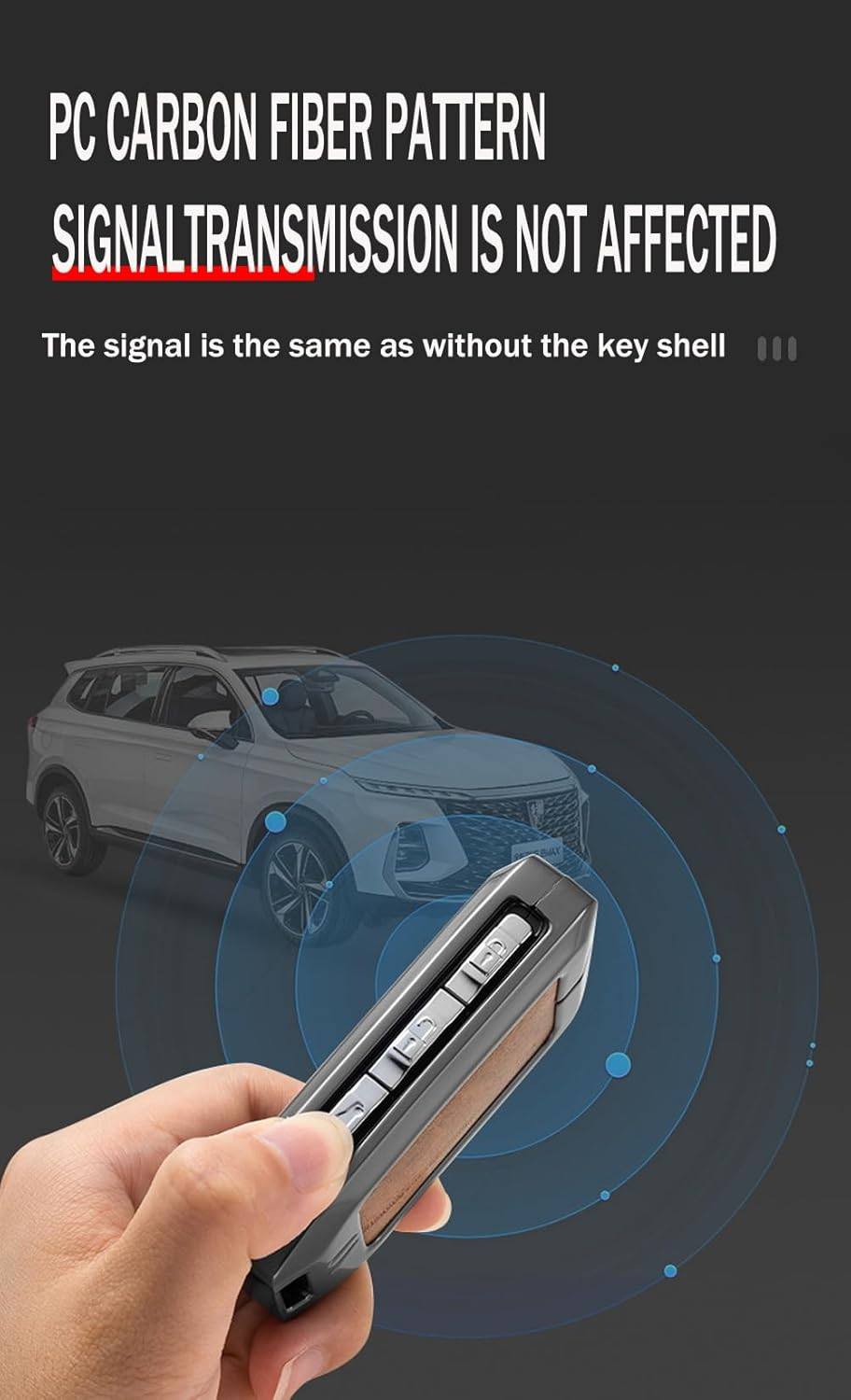 Ontto Car Key Holder Fit for 2017-2025 XC40 XC60 XC90 S60 S90 V60 V90 Polestar 1/2/3,Key Fob Shell Case with Clear TPU Front Cover,Metal and Leather Key Cover,Grey - Braided-Keychain-Black image number 3