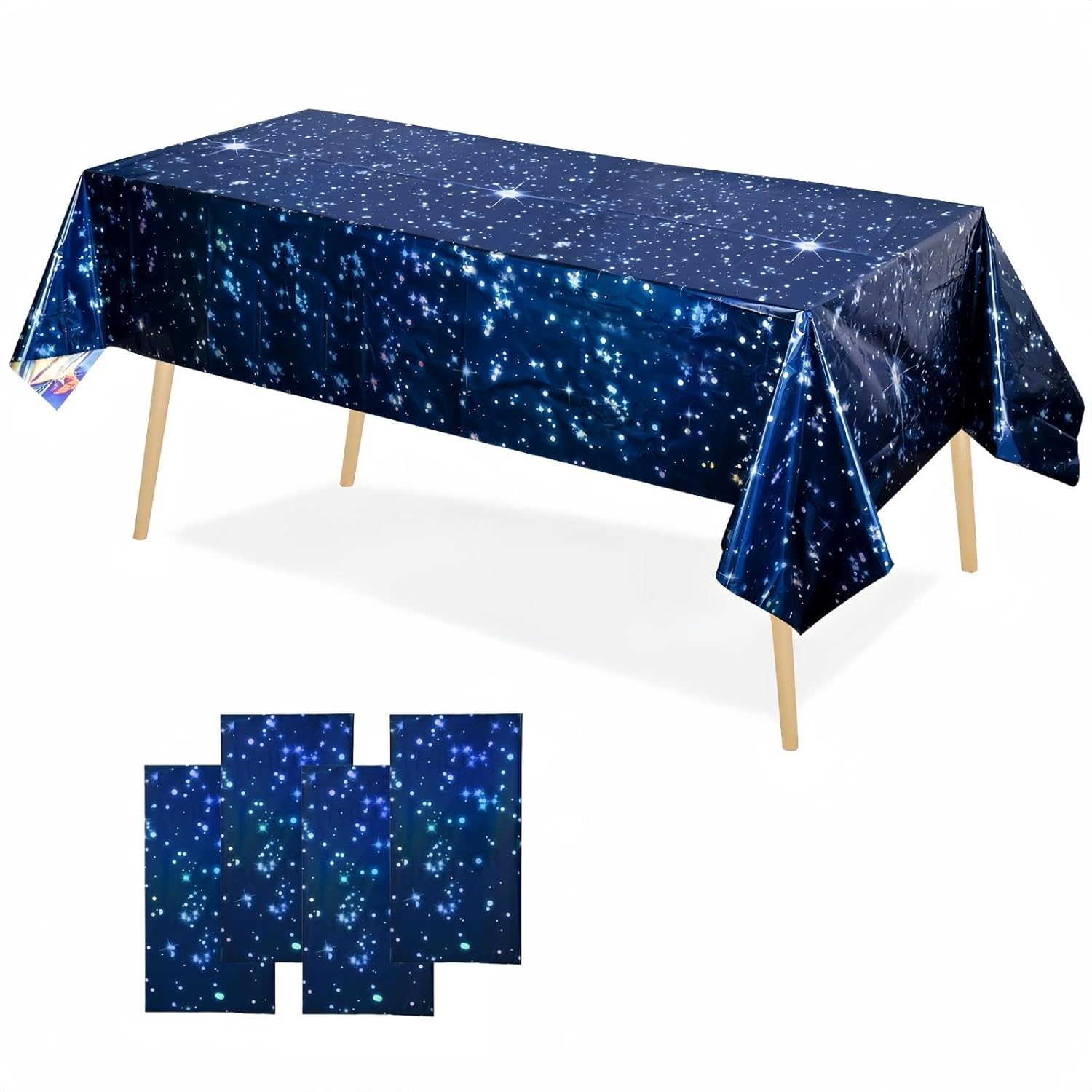 OQOQ Iridescent Checkered Tablecloth (4 Packs, Pink&Sliver) - 108X54 Inches Pink Iridescent Party Decorations Table Cloth Disposable Plastic Table Cover for Birthday Bachelorette Princess Party