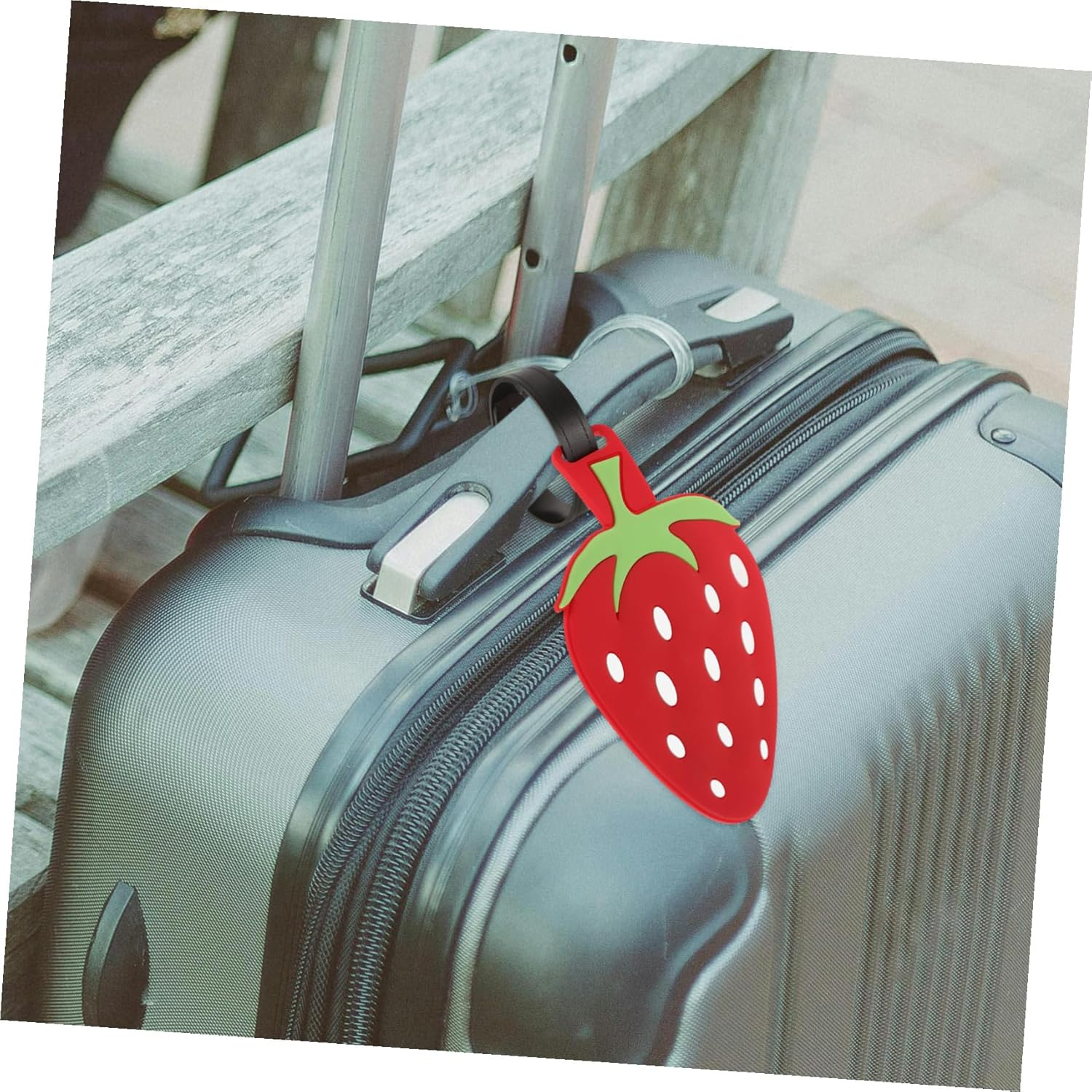 MOBUTOFU Cute Strawberry Luggage Tag for Travel Suitcases Lightweight Cartoon Handbag Label Reusable Baggage Identifier for Checked Bags image number 5