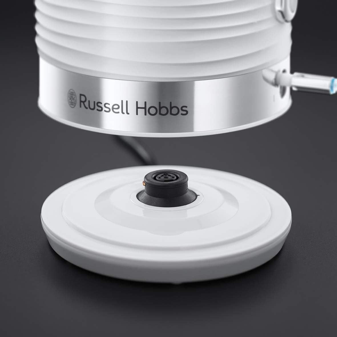 Russell Hobbs Inspire 24360-70 Kettle [1.7 L, 2400 W] White with High-Gloss Structure (Quick Boil Function, Removable Limescale Filter, Water Level Indicator, Removable Lid)