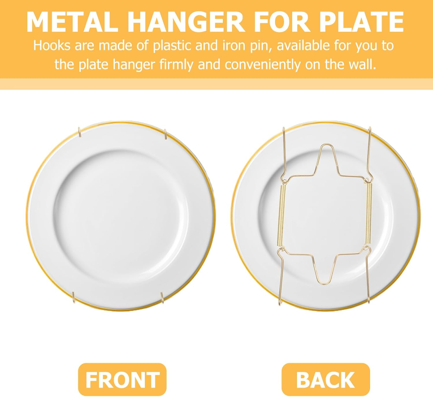 Healeved Invisible Plate Hanger Wall Plate Hanger: 4Pcs Stainless Steel Decorative Wire Plate Holders Hanging Wall Hook Dish Hanger for Antique Plates Art Decor Wall Plate Hangers image number 4