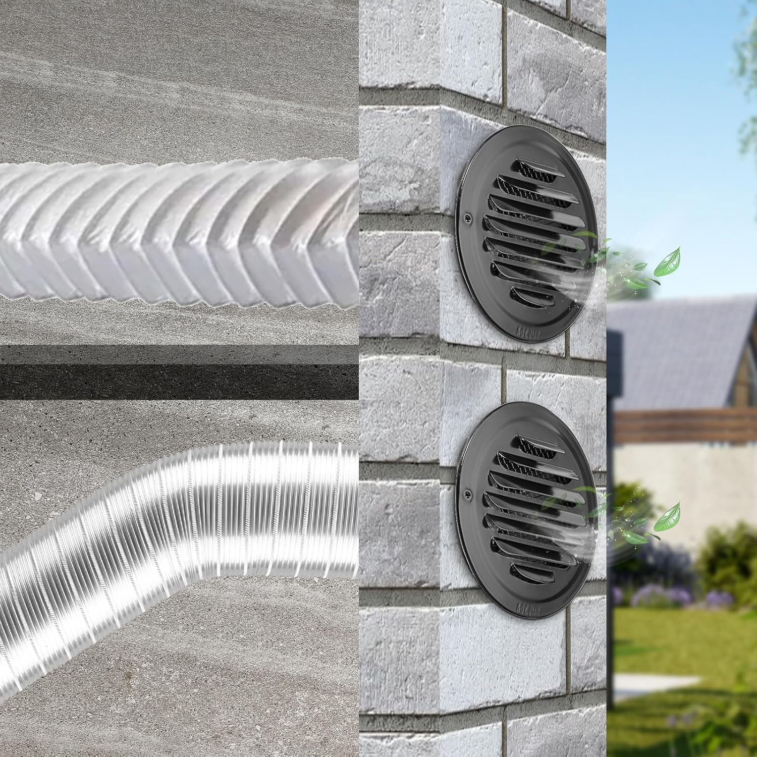 4 PCS 304 Stainless Steel round Air Vent Covers with Insect Mesh(Black, 100 Mm) image number 2