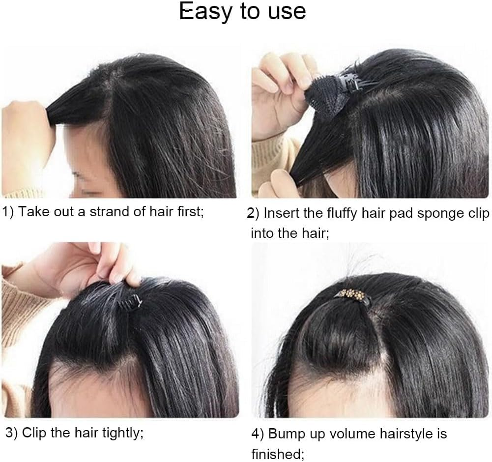 MIVES 4Pcs Rhinestone Flower Puff Hair Head Cushion Invisible Fluffy Hair Pad, Mixed Color, 4 Count image number 5