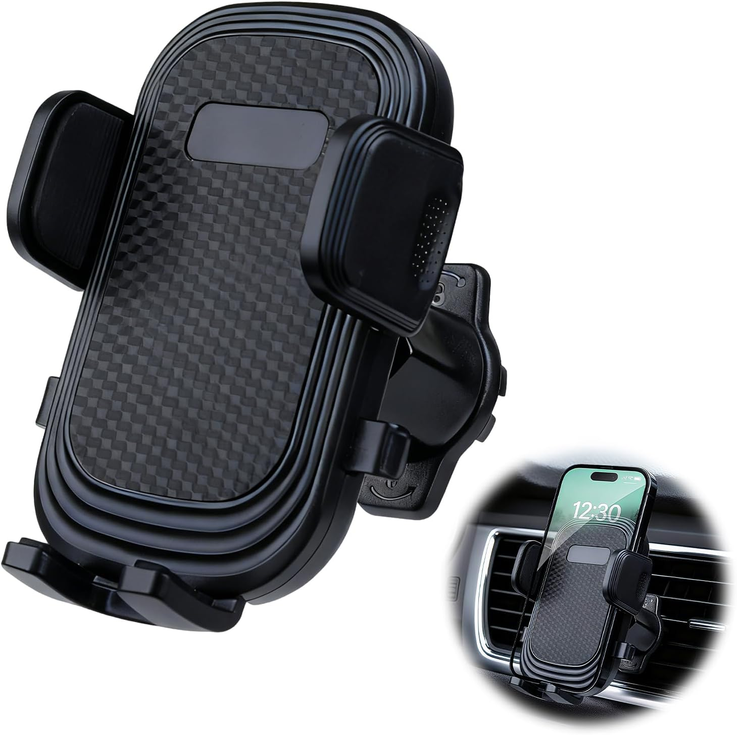 360&deg; Rotation Car Phone Holder for Air Vent, Upgraded Metal Hook Clip, Universal Car Mount Phone Holder with One-Button Release,Compatible with Iphone 16/15/Samsung 4.0''-7.0'' Phones image number 5