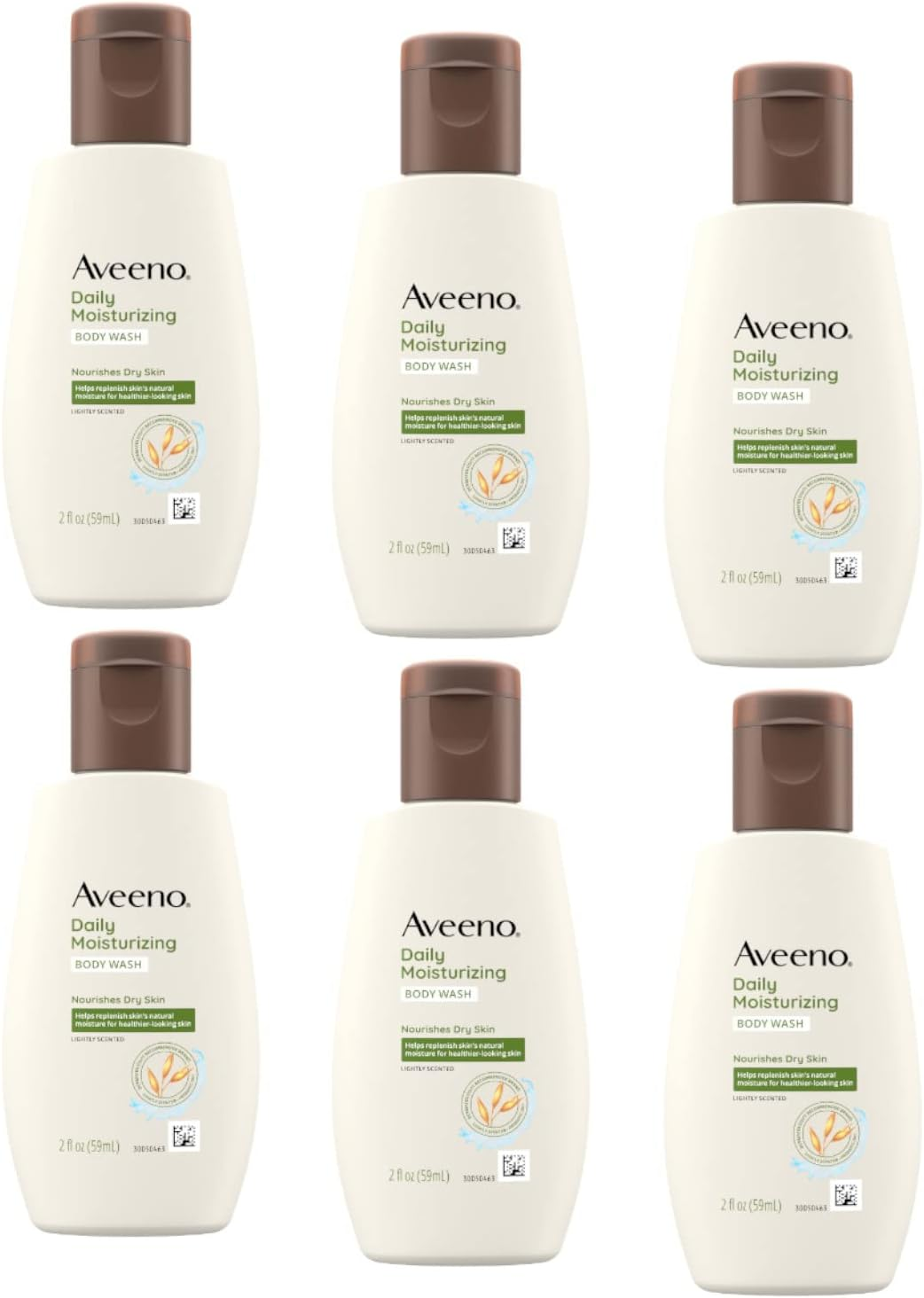 Aveeno Daily Moisturizing Body Wash, Travel Size, 2 Fluid Ounce (Pack of 6) image number 2
