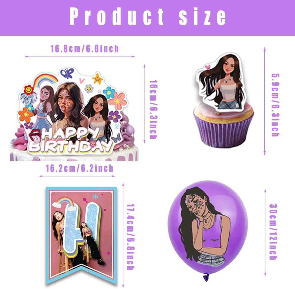 42PCS Olivia Party Balloons Decorations Set,Olivia Singer Birthday Party Supplies,King Banner,Kids Animals Party Decorations Olivia Theme Cake Toppers for Baby Shower, Kids Birthday Party image number 1