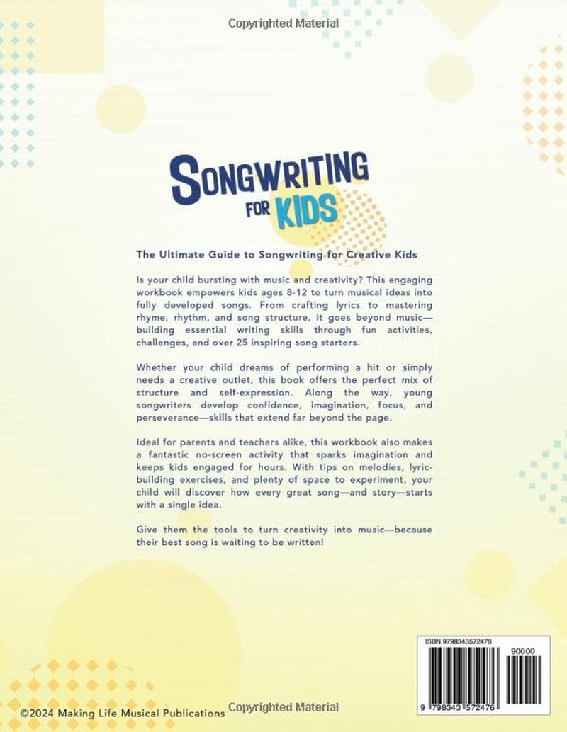 Songwriting for Kids Ages 8-12: Creative Writing through Music: Fun Song Prompts and Storytelling | Explore Lyric Writing, Song Structure, Rhythm and Rhyme image number 1