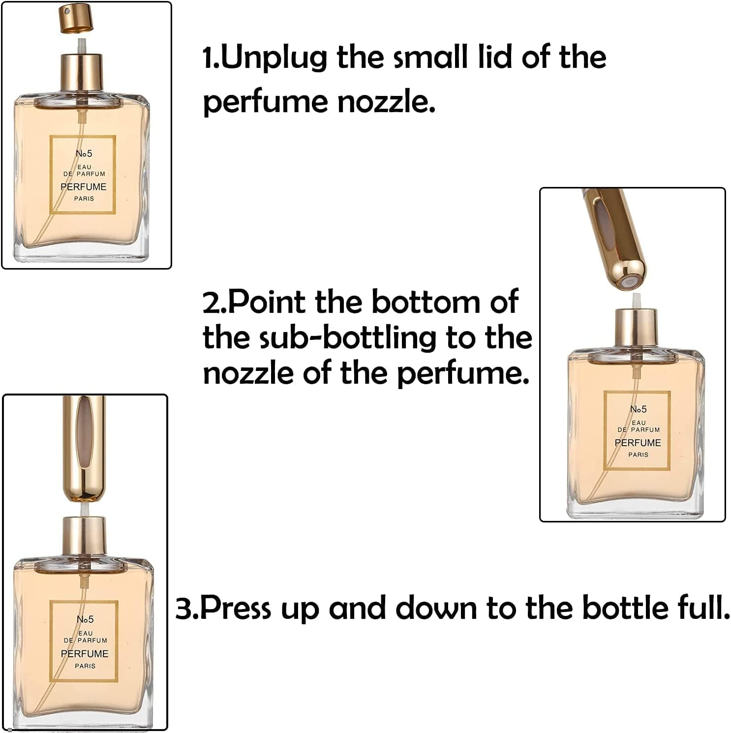 Portable Mini Refillable Perfume Atomizer Bottle Atomizer Travel Size Spray Bottles Accessories 5 Sets of 5Ml/0.2Oz