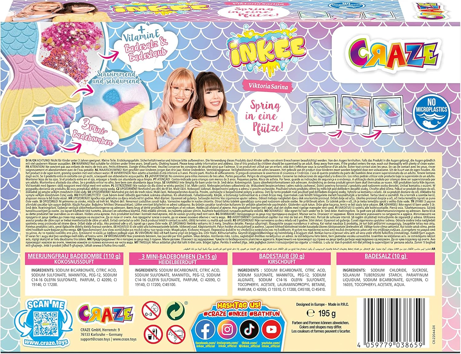 CRAZE INKEE Mermazing Bath Set Viktoriasarina Bath Additive Spring in a Puddle - Fun Bath Set with Bath Bombs, Bath Bombs & Bath Salts Viktoria and Sarina Products 38659 image number 1