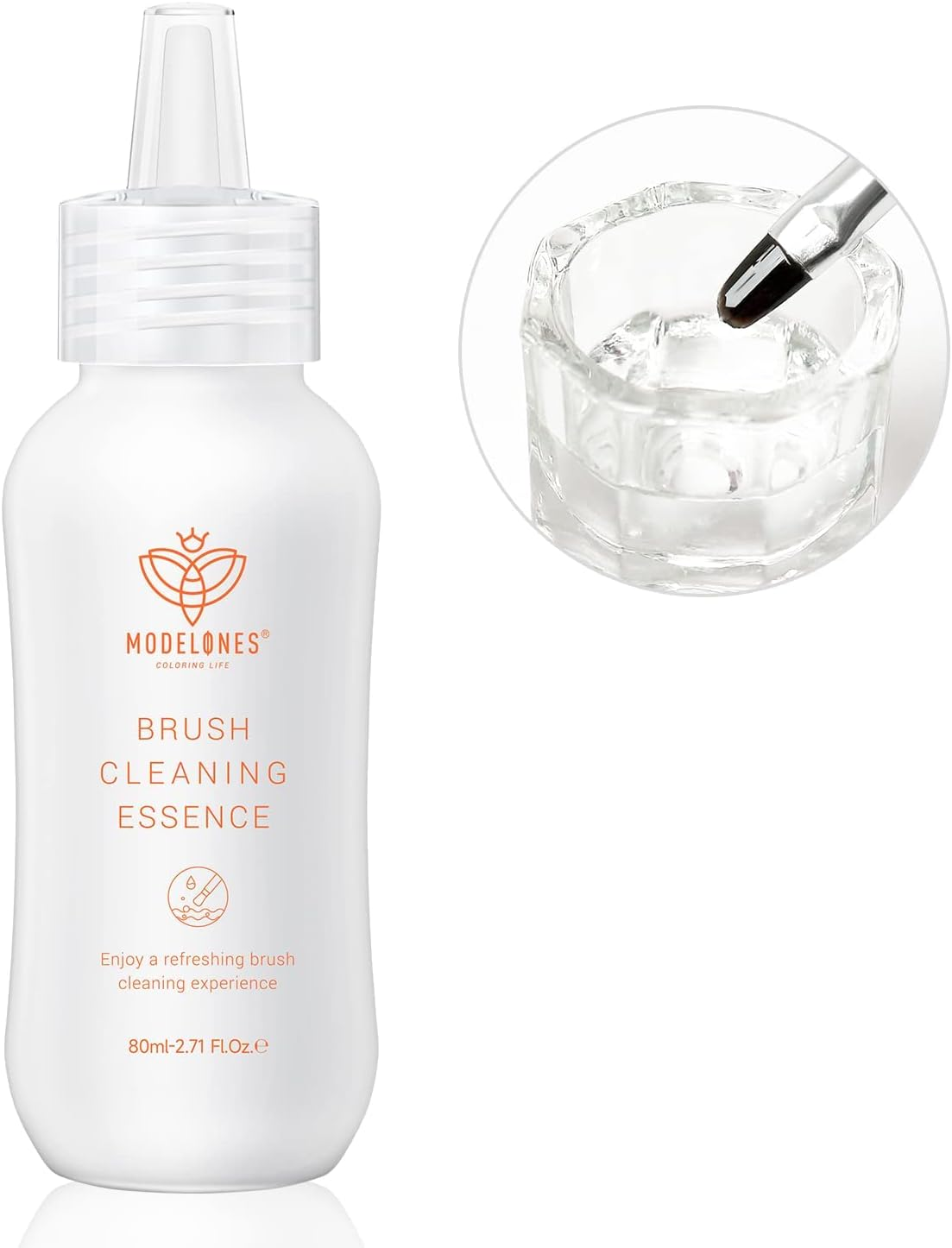 Modelones Nail Art Brush Cleaner & Restorer for Solid Gel Polish/Nail Extension Gel/Builder Gel/Nail Art Liner/Dip Powder/Acrylic Powder Manicure Brush DIY Salon at Home - 80Ml/2.71 Fl.Oz