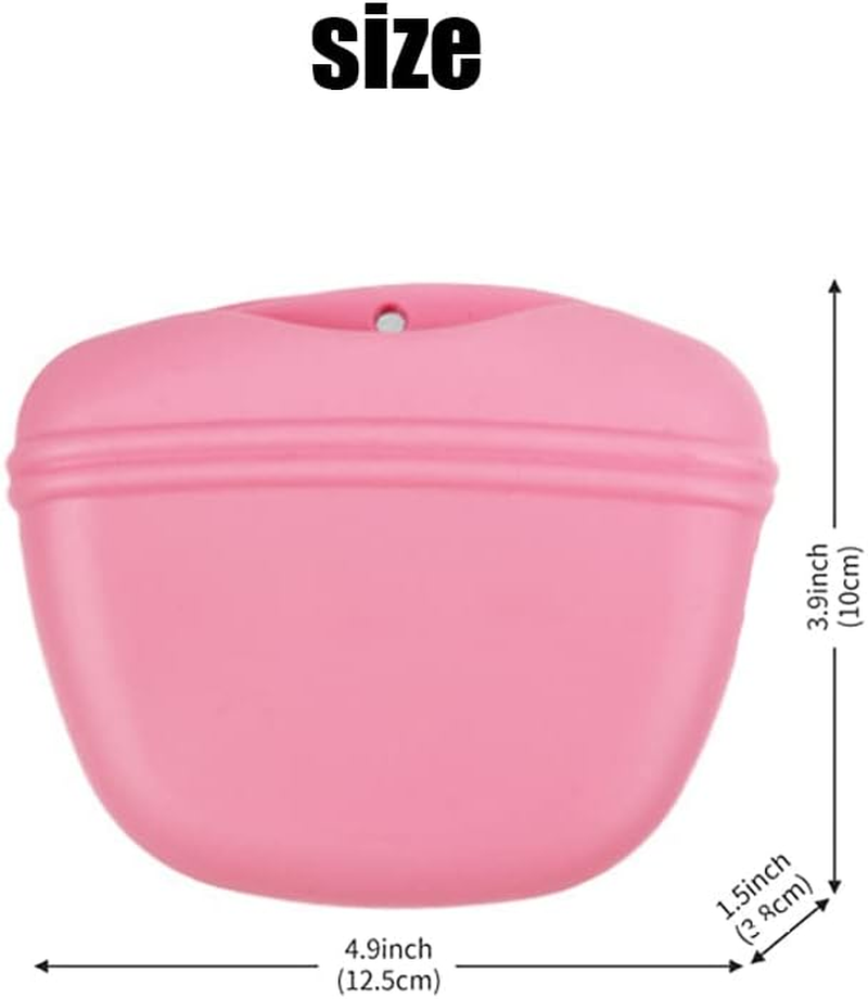Silicone Dog Treat Training Pouch - Clip on Portable Training Container &ndash; Convenient Magnetic Buckle Closing and Waist Clip (Pink) image number 4