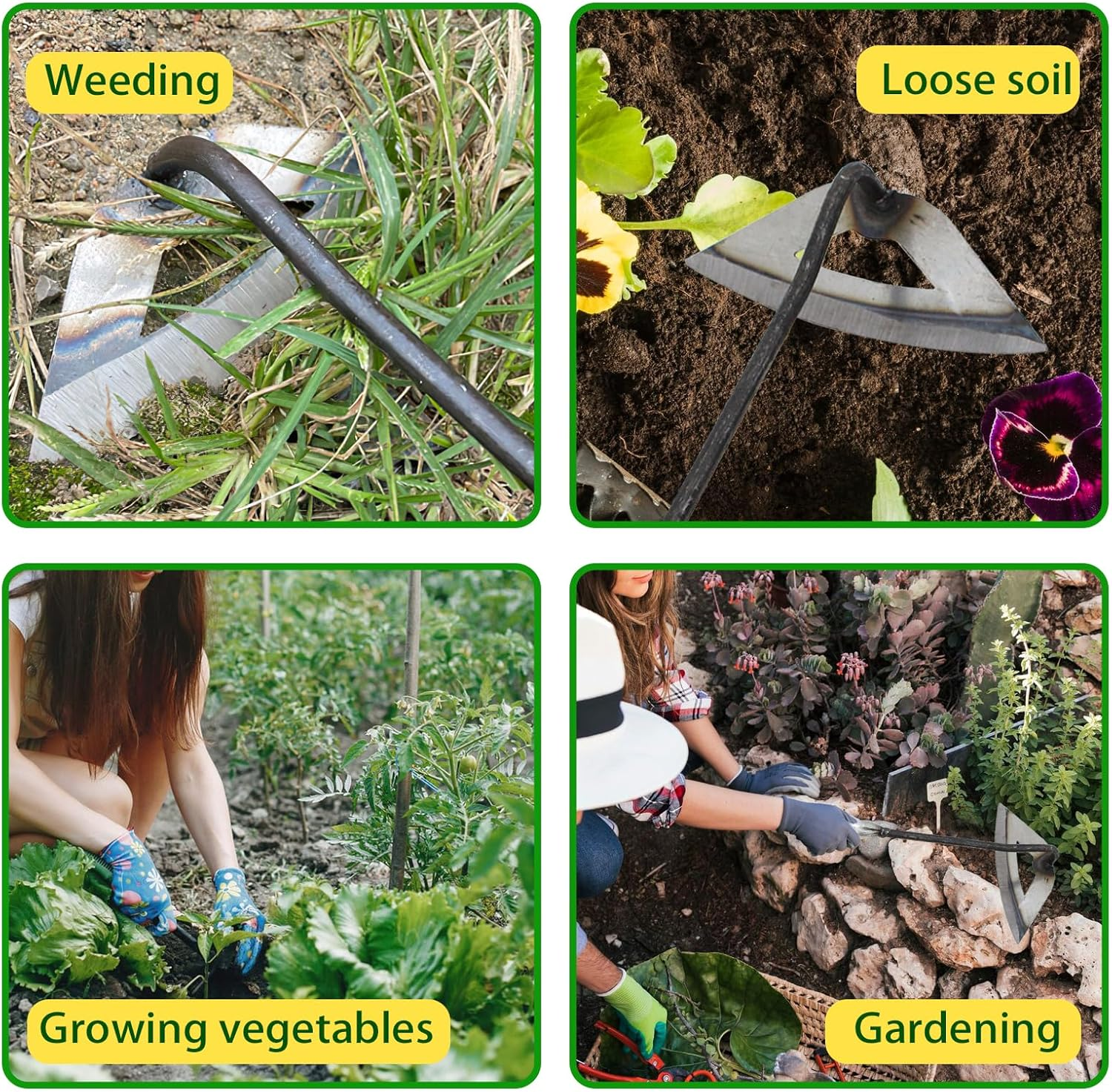 Xvxix Pack of 2 Hollow Hoe Made of Hardened Steel, Garden Hoe for Weeding, Hollow Hoe for Gardening, Garden Hoe Garden Tool, Garden Hoe for Weeding in the Garden, Loosening image number 4