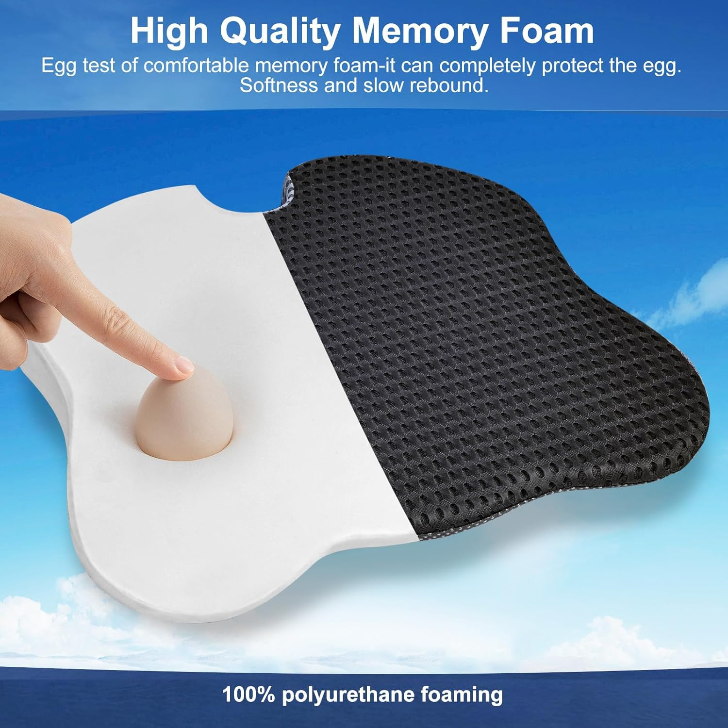 MAEZOE Car Seat Cushions for Driving, Adult Booster Seat for Car, 100% Polyurethane Wedge-Shaped Memory Foam for Driver/Passenger - Tailbone Pain Relief Cushion, Sciatica & Back Support image number 4