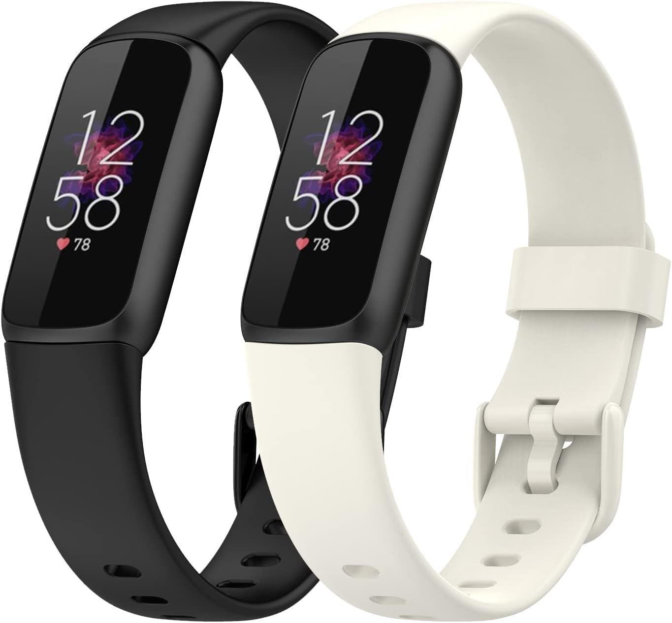 [2 Pack] Haotop Adjustable Silicone Sport Replacement Wristbands Straps Compatible with Fitbit Luxe