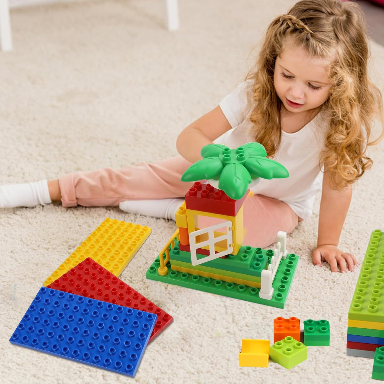 UVVRUR Building Blocks, Pack of 12, 19 X 9.5 Cm, Compatible with Large Building Blocks (12 Pieces, 6 Colours) image number 2