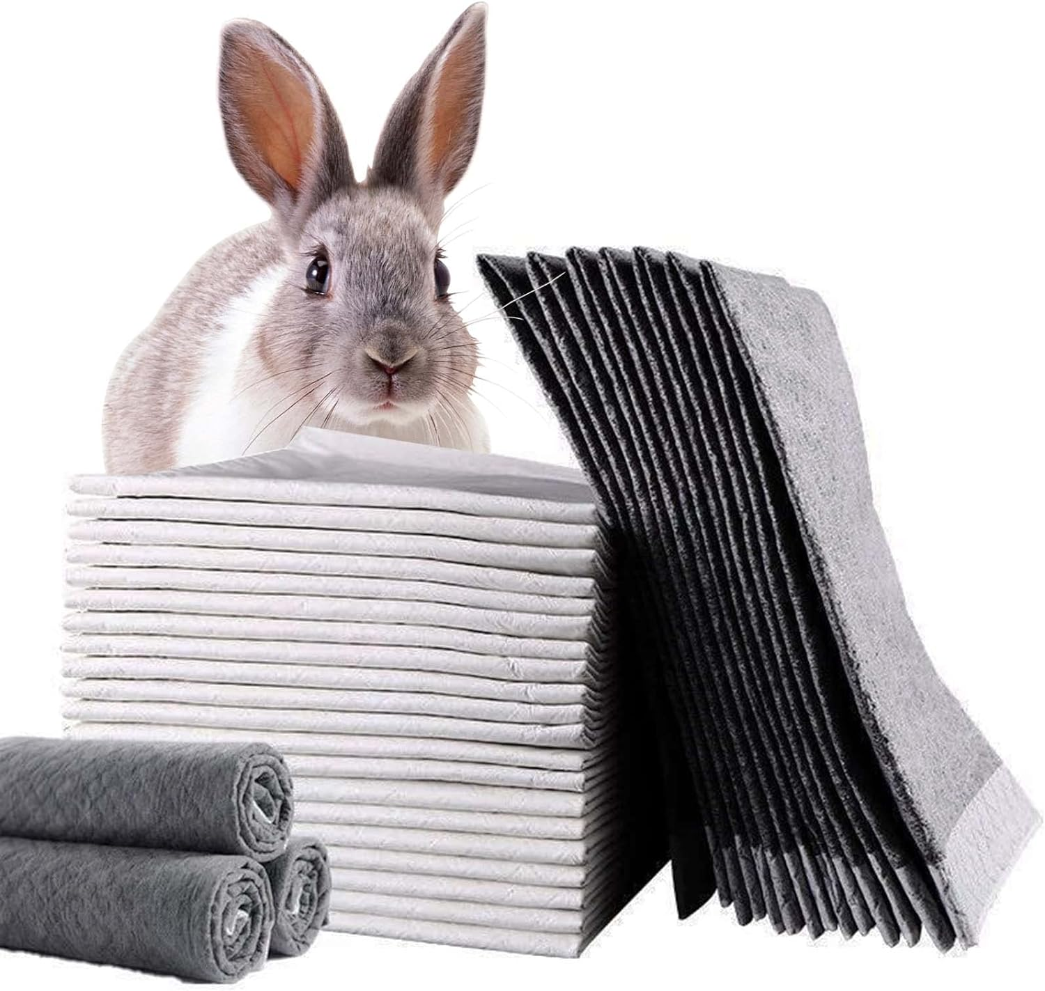 Tfwadmx 50 Pcs Rabbit Pee Pads Guinea Pig Super Absorbent Cage Liners Bunny Disposable Black Carbon Diapers Small Animal Training Accessories with Quick-Dry Surface for Chinchilla Ferret Hamster image number 6