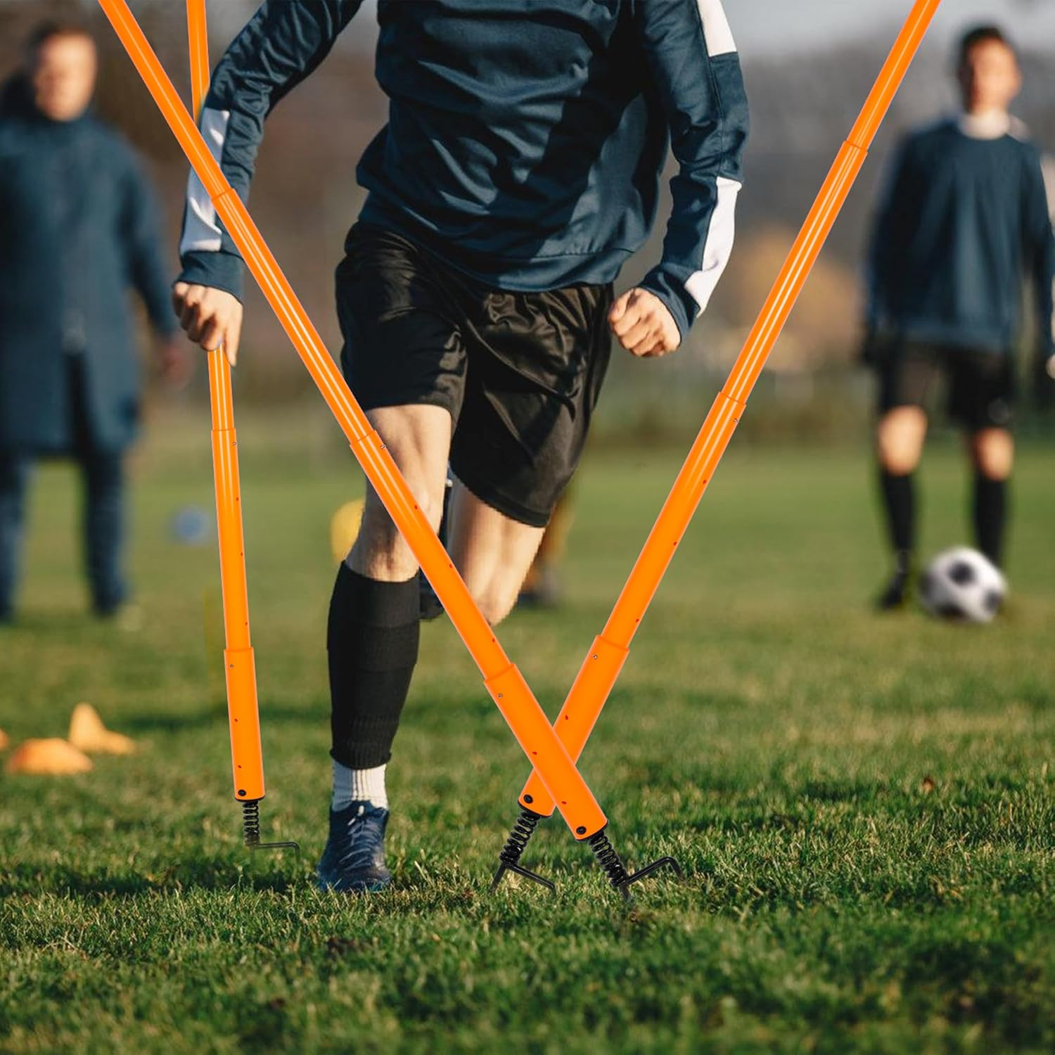 BOOSTEADY Slalom Bars Football Set of 4 or 6 Telescopic Football Agility Training Bars Fitness Equipment Sports Gym Home Workout for Adults and Children Dogs Football Training Set 160 Cm or 116 Cm image number 2