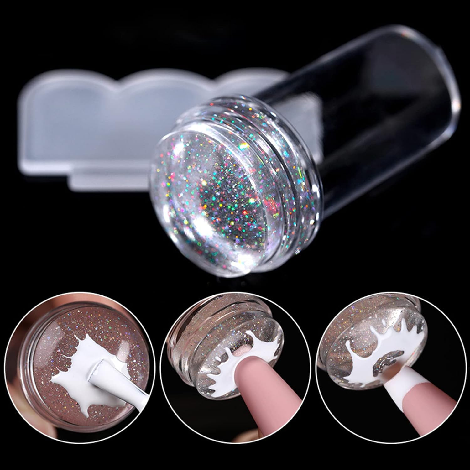 Clear Nail Stamper Nail Art Liner Brush Nail Art Stamper Gel Nail Brush Nail Design Brush Jelly Nail Stamper French Tip Silicone Jelly Nail Stamp French Nails Stamp Nail Art Stamp image number 1