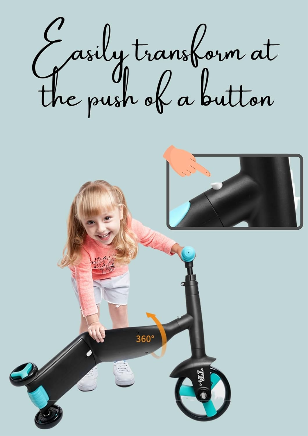 TF3-1 Children 3-In-1 Multifunctional Lightweight Scooter Bicycle Balance Bike with Adjustable Handle and Wheels (Blue) image number 1