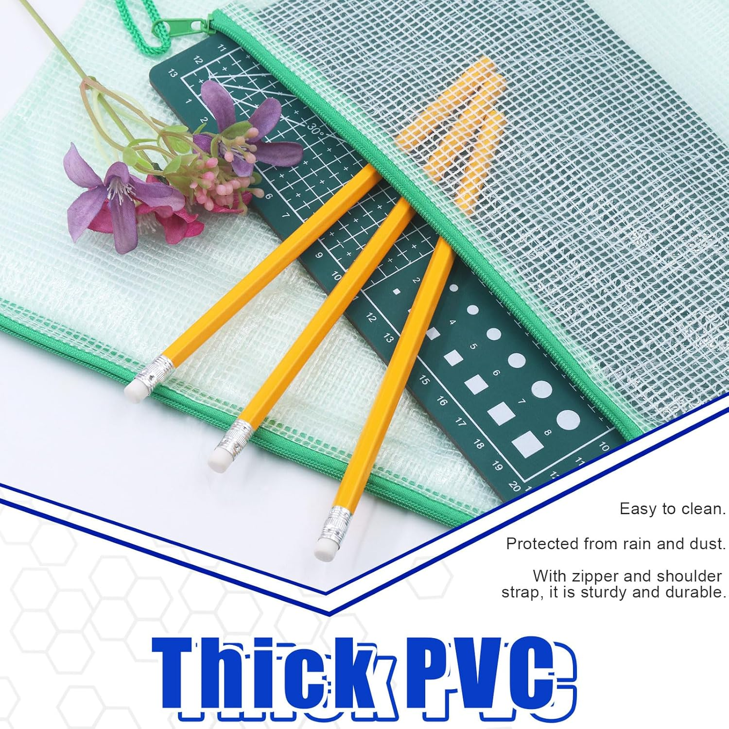 Glarks 7Pcs Art Portfolio Bag Set, 3Pcs 19 X 25 Inch Poster Storage Bag Organizer Transparent Bag with Zipper and Handle and 4Pcs A3 A4 Mesh Zipper Pouch Art Supply Bag Set for Artwork Bulletin Board image number 5