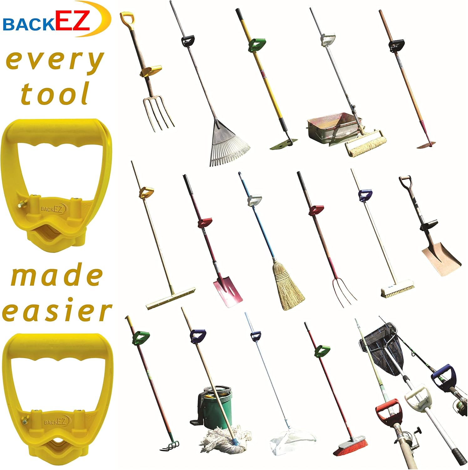 Back-Saving Tool Handle Labor-Saving Ergonomic Shovel or Rake Handle Attachment YELLOW image number 4