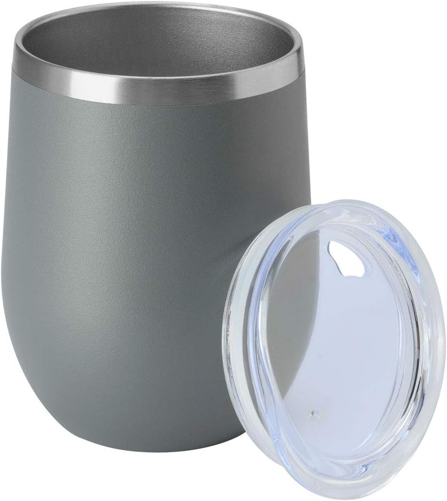 HASLE OUTFITTERS 12Oz Wine Tumbler with Lid Stemless Wine Glasses Double Wall Vacuum Travel Mugs Stainless Steel Coffee Cup for Cold & Hot Drinks Wine Coffee Cocktails Beer 12 Pack White