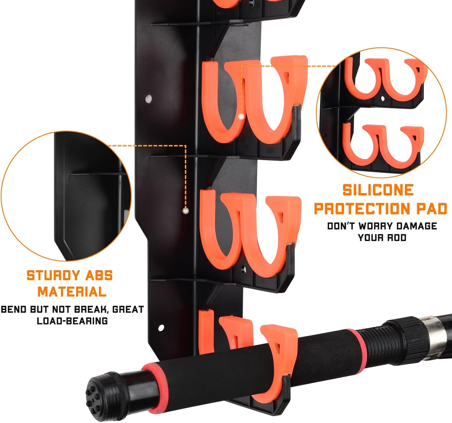 Hikeen Fishing Rod Holders, Fishing Pole Holders for Garage, Wall or Ceiling Mounted Fishing Rod Rack Holds up to 10 Rods(1 Pack) image number 1