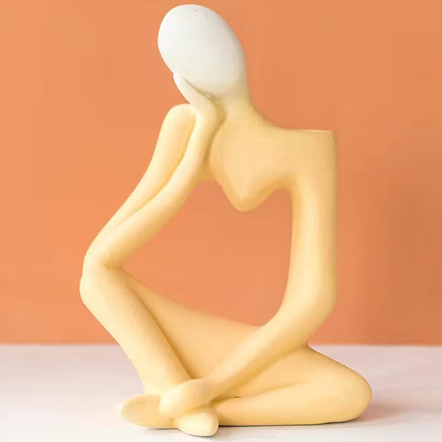 Arawat Ceramic Thinker Vase Yellow Flower Vase for Home Decor Modern Cute Boho Vases for Table Room Decor Unique Aesthetic Vase Ceramic Decorative Face Vases for Centerpieces Birthday Gifts for Women - Red Ceramic Flower Vase For Home Decor image number 2